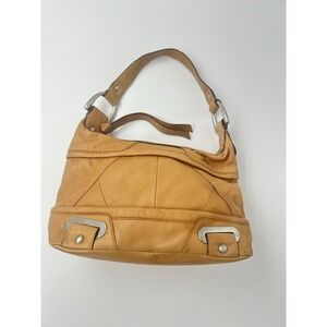 Vintage B  Makowsky Tan Pebbled Leather Shoulder Bag Leopard Print Y2K